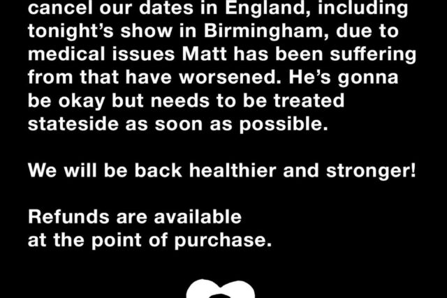 Alkaline Trio Cancel England Dates Due to Medical Issues