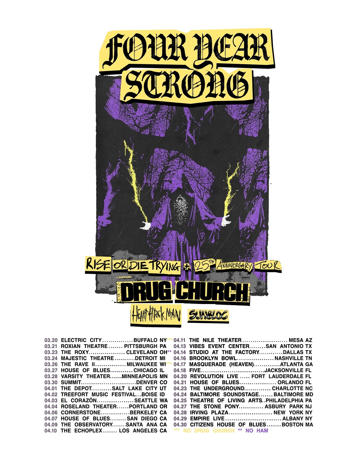 FOUR YEAR STRONG Announces RISE OR DIE TRYING Anniversary Tour Featuring DRUG CHURCH